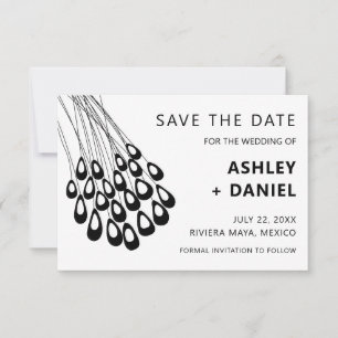 Stylised Peacock Feather Wedding Save the Date