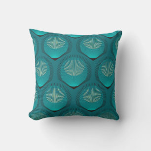 Stylised Peacock Feathers Blue Tile Cushion