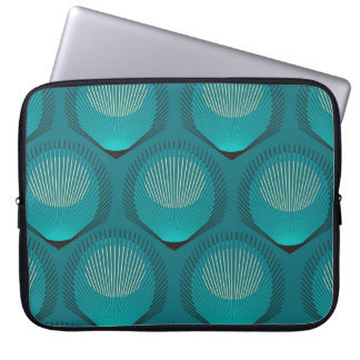 Stylised Peacock Feathers Blue Tile Laptop Sleeve