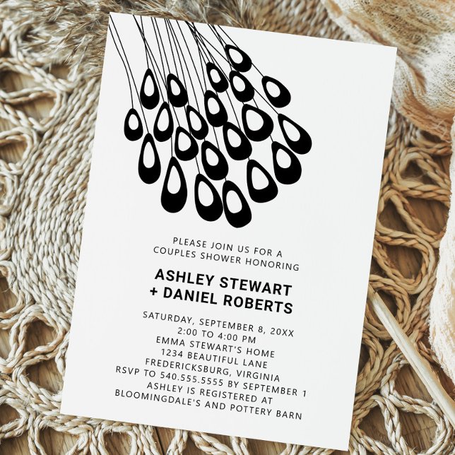 Stylised Peacock Feathers Modern Couples Shower Invitation (Creator Uploaded)