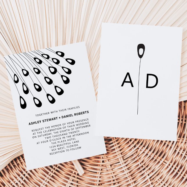 Stylised Peacock Feathers Modern Wedding Invitation (Creator Uploaded)