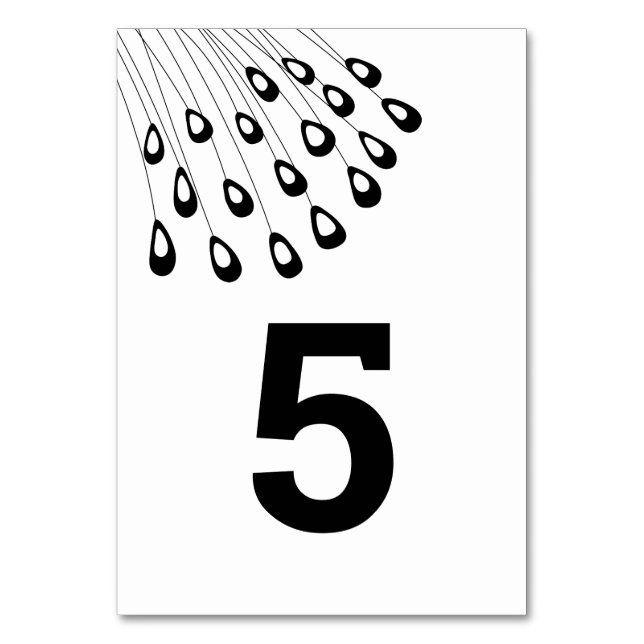 Stylised Peacock Modern Wedding Table Number Cards (Front)