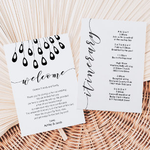 Stylised Peacock Welcome Letter & Itinerary Card
