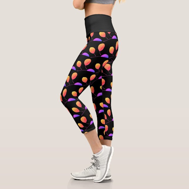 Stylised Pear Tree Leaf Texture Print Leggings (Left)