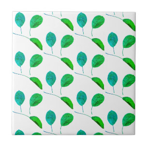 Stylised Pear Tree Leaf Texture Print Tile