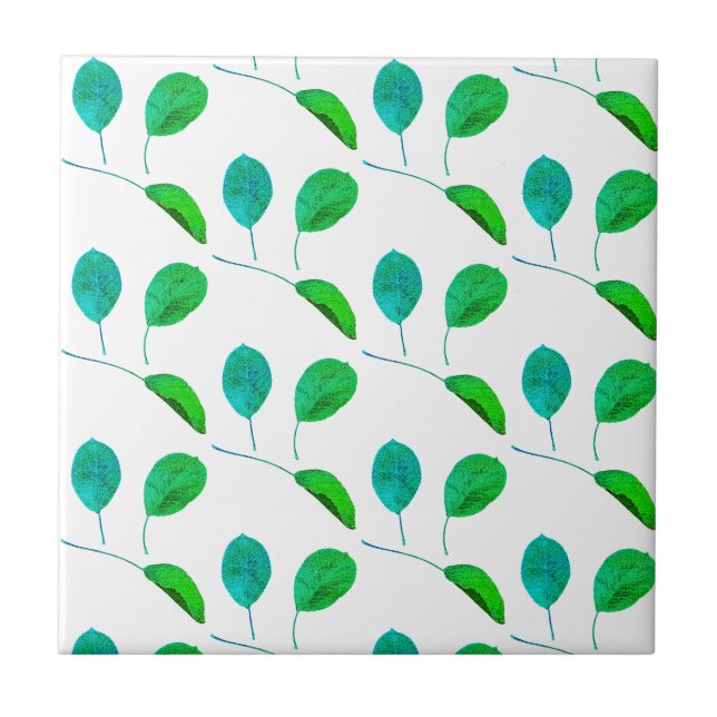 Stylised Pear Tree Leaf Texture Print Tile (Front)