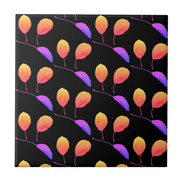 Stylised Pear Tree Leaf Texture Print Tile (Front)