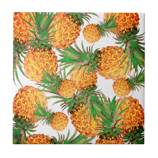 Stylised Pineapples Pattern Yummy Tile (Front)