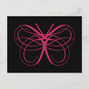 Stylised Pretty Butterfly Outline in Pink Postcard