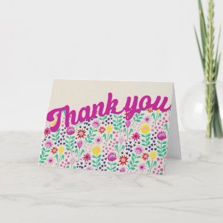Stylised Protea Floral Block Print Millefleur Thank You Card