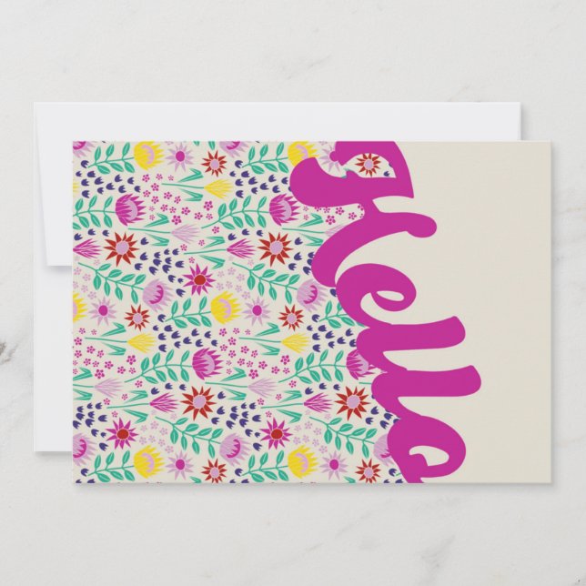 Stylised Protea Floral Millefleur Hello Greeting (Front)
