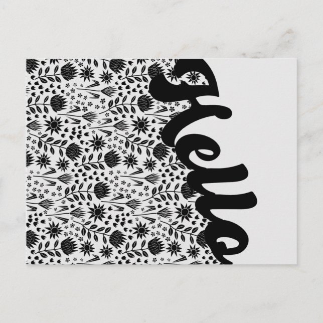 Stylised Protea Floral Millefleur Hello Greeting Postcard (Front)