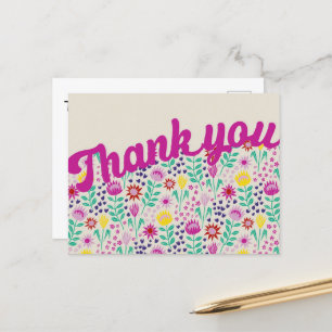 Stylised Protea Floral Millefleur Thank You Postcard