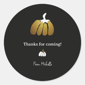 Stylised Pumpkins In Black, White and Gold Classic Round Sticker
