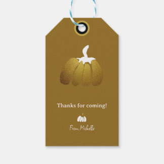 Stylised Pumpkins In Black, White and Gold Gift Tags