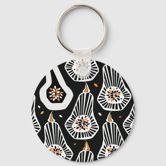 Stylised Pumpkins Seeds: Seamless Design Key Ring (Front)