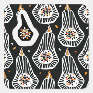 Stylised Pumpkins Seeds: Seamless Design Square Sticker