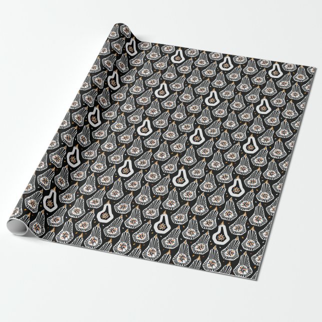 Stylised Pumpkins Seeds: Seamless Design Wrapping Paper (Unrolled)