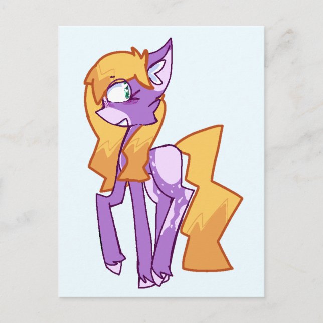 Stylised Purple Cartoon Pony Post Card (Front)
