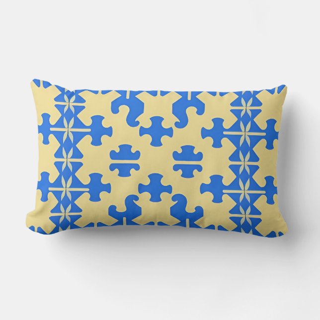 Stylised Puzzle Piece Pattern Lumbar Cushion (Front)