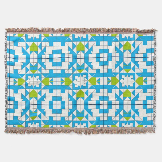 Stylised Puzzle Piece Pattern Throw Blanket (Front)