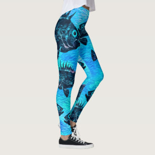 Stylised Quillback On Blue - Leggings
