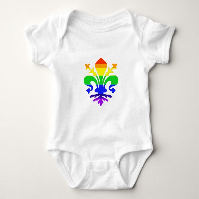 Stylised Rainbow Fleur de Lis Baby Bodysuit (Front)