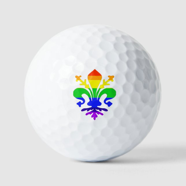Stylised Rainbow Fleur de Lis Golf Balls (Front)