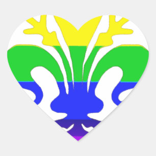 Stylised Rainbow Fleur de Lis Heart Sticker