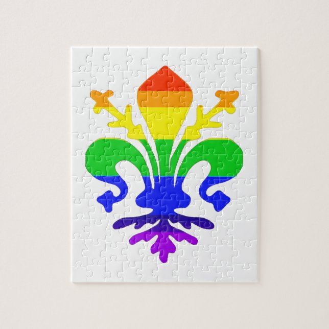Stylised Rainbow Fleur de Lis Jigsaw Puzzle (Vertical)
