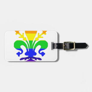 Stylised Rainbow Fleur de Lis Luggage Tag