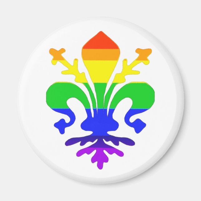 Stylised Rainbow Fleur de Lis Magnet (Front)