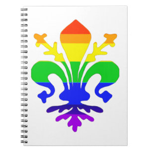 Stylised Rainbow Fleur de Lis Notebook