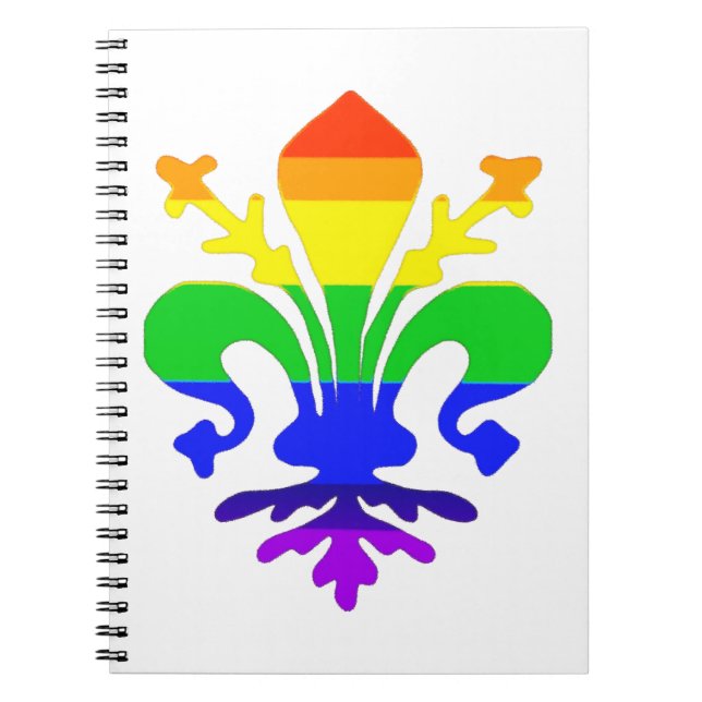 Stylised Rainbow Fleur de Lis Notebook (Front)