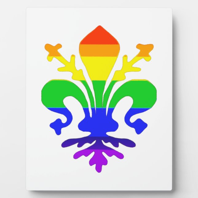 Stylised Rainbow Fleur de Lis Plaque (Front)