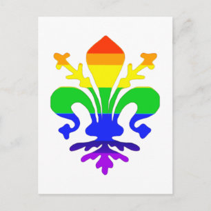 Stylised Rainbow Fleur de Lis Postcard
