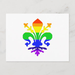 Stylised Rainbow Fleur de Lis Postcard