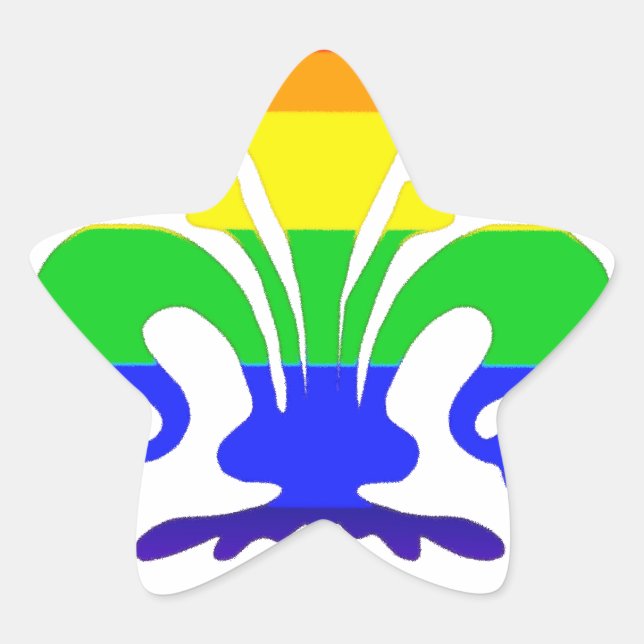 Stylised Rainbow Fleur de Lis Star Sticker (Front)