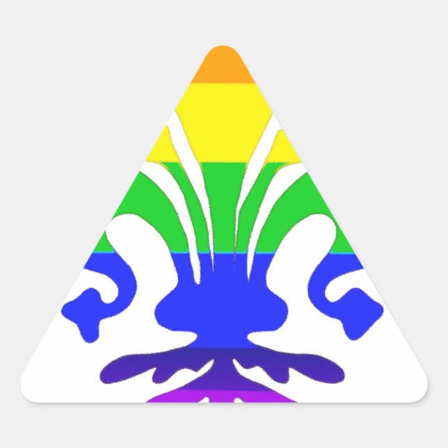 Stylised Rainbow Fleur de Lis Triangle Sticker (Front)