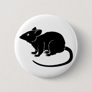 Stylised rat illustration 6 cm round badge