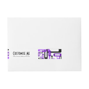 Stylised Rectangles Purple/Black (Monogram) Wraparound Address Label