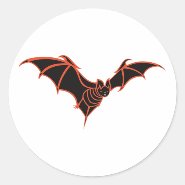 Stylised Red and Black Bat Classic Round Sticker (Front)