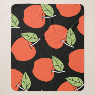Stylised Red Apples: Bright Pattern Sherpa Blanket