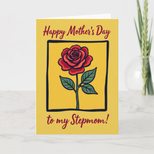 Stylised Red Bloom Mothers Day Card