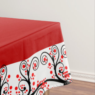 Stylised Red Blossoms Tablecloth