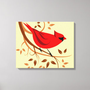 Stylised Red Cardinal Art Canvas Print