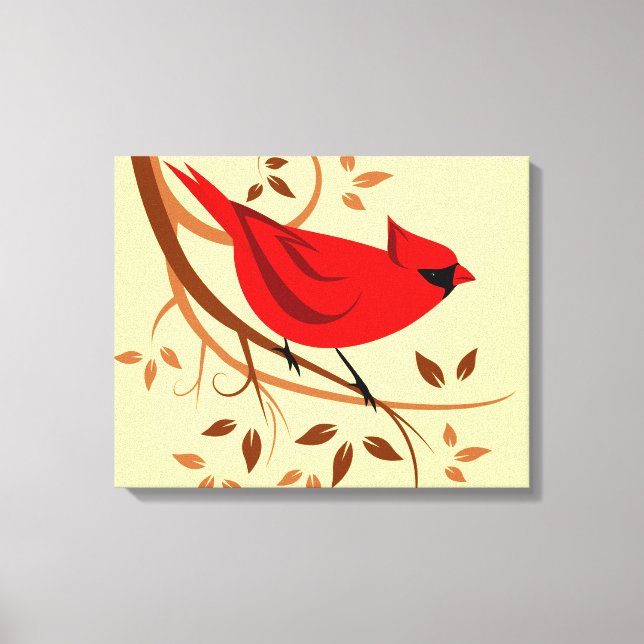 Stylised Red Cardinal Art Canvas Print (Front)