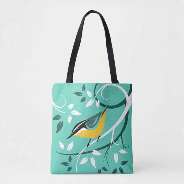 Stylised Red Nuthatch Tote Bag (Front)