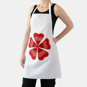 Stylised Red Retro Flower Apron