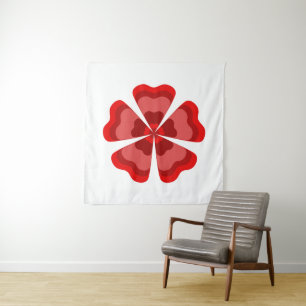 Stylised Red Retro Flower  Tapestry